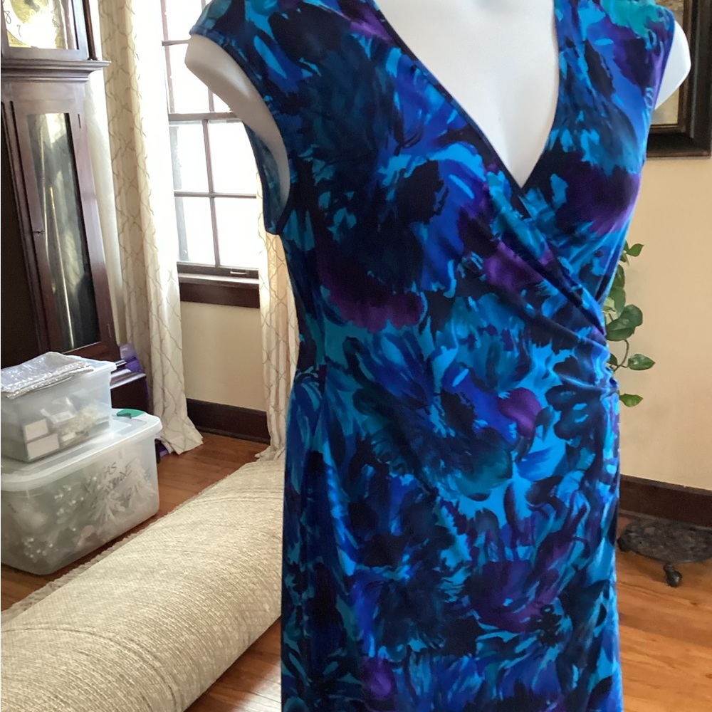Chaps Blue and Purple Floral Dress